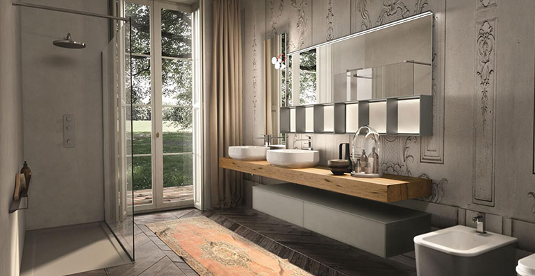Bathroom Vanity Design Ideas Using Large Tiles